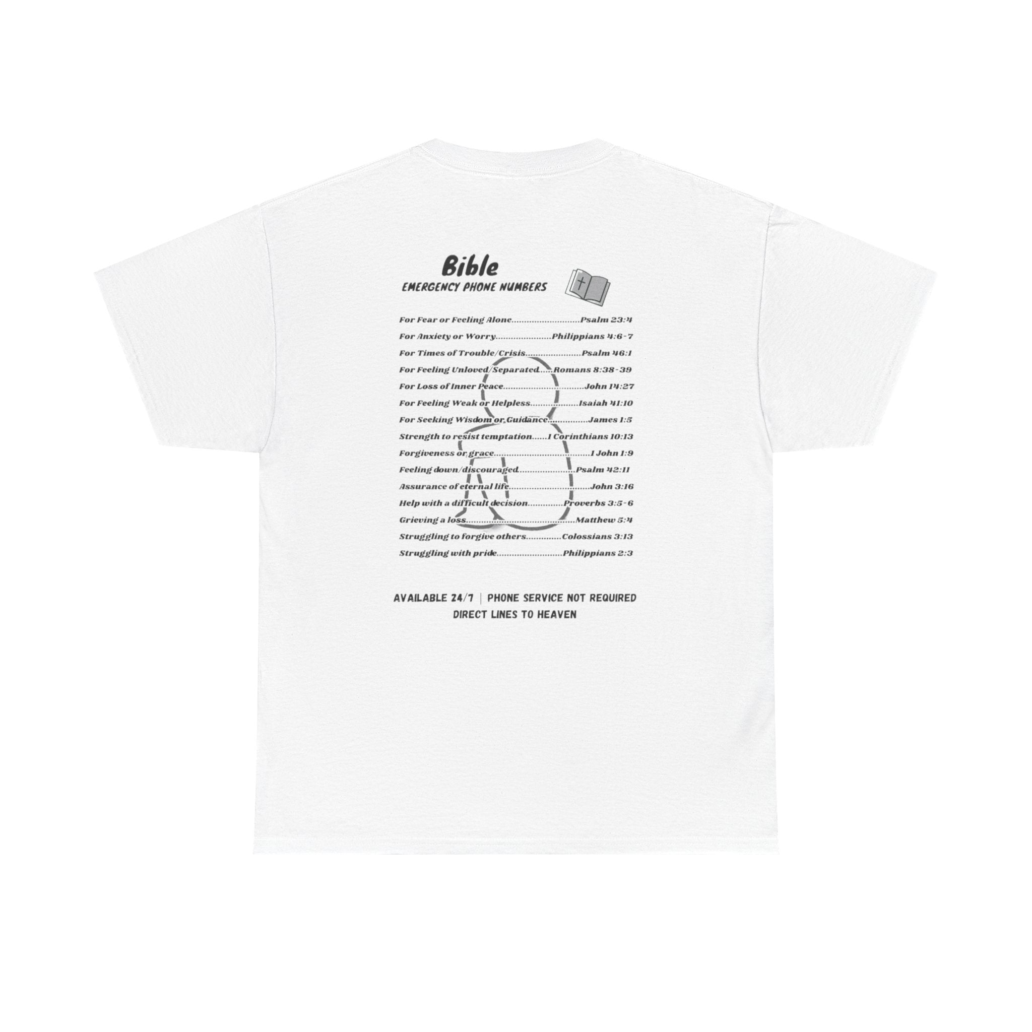 Bible Emergency Numbers Graphic Tee