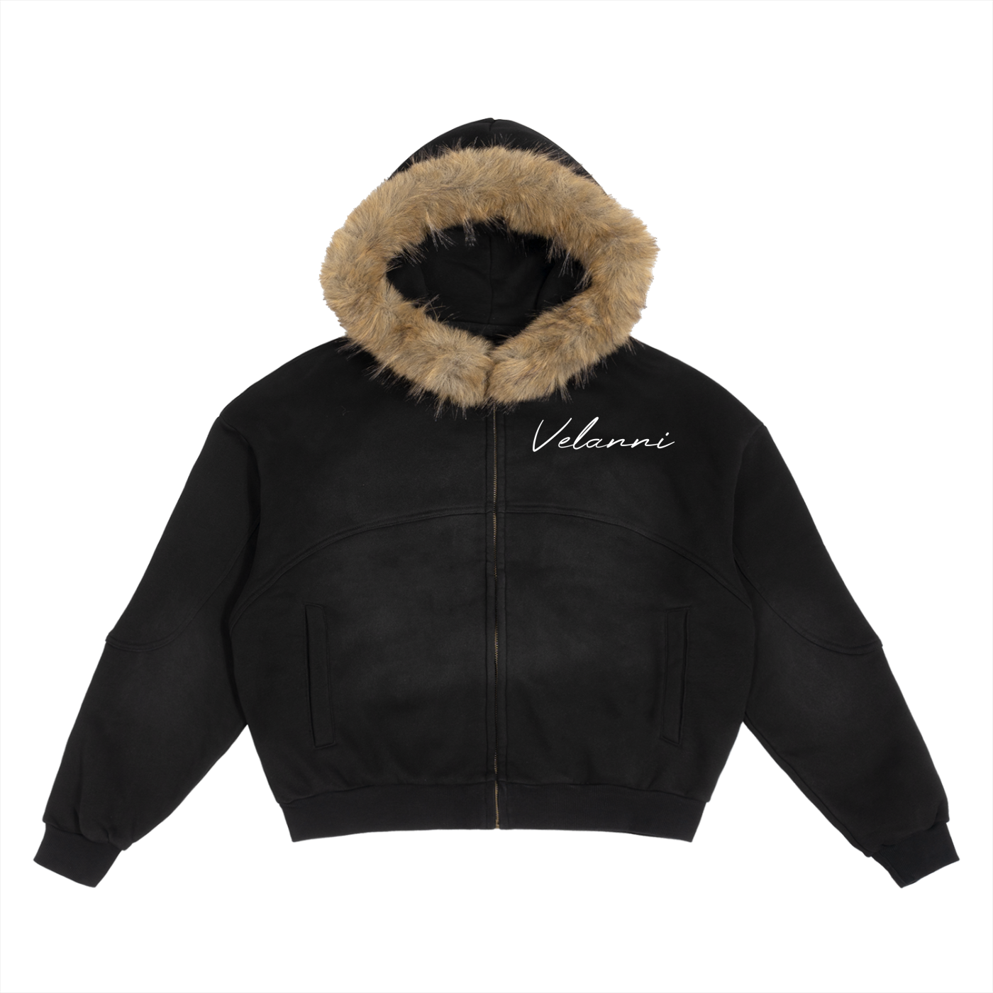 Calvary Crosses Detachable Fur Hoodie
